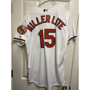 NWOT Baltimore Orioles #15 Miller Lite Sponsor Special On Field Home Jersey 48